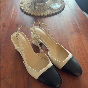 Nine West Two-Tone Slingback Pumps in Cream and Black